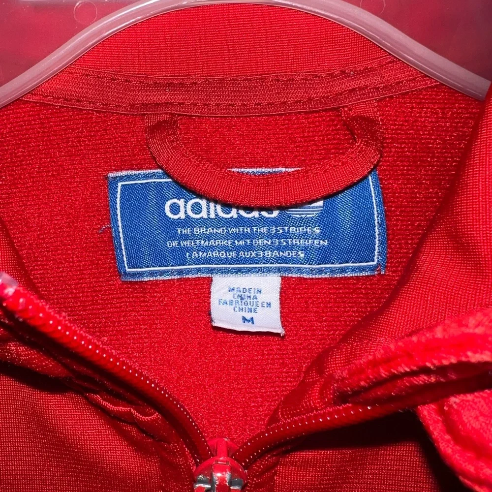 Adidas Originals Trefoil Red 3-Stripe Track Jacket Youth Size M